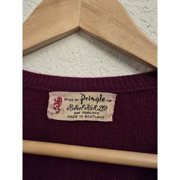 Vintage Mens Pringle Made‎ In Scottland 100% Cashmere Sweater Size 46 V-Neck - Picture 13 of 14